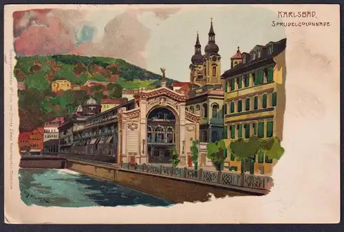 Karlsbad Sprudelcolonnade - Karlovy Vary Böhmen Bohemia Czech Cechy Cesko Tschechien Ansichtskarte Postkarte A