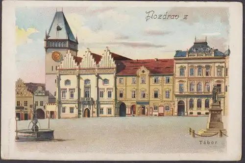 Pozdrav z Tabor - Böhmen Bohemia Cesko Czech Cechy Tschechien Ansichtskarte Postkarte AK postcard