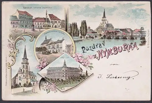 Pozdrav z Nymburka - Nimburg Nymburk Böhmen Bohemia Czech Cechy Cesko Tschechien Ansichtskarte Postkarte AK po