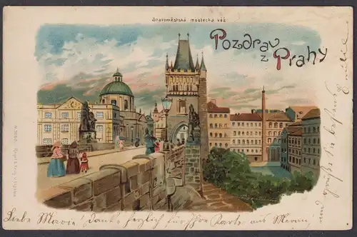 Pozdrav z Prahy - Prag Praha Prague Böhmen Bohemia Czech Cechy Cesko Tschechien Ansichtskarte Postkarte AK pos