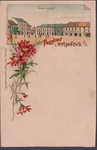 Pozdrav z Rychnova - Rychnov nad Kneznou Böhmen Bohemia Czech Cechy Cesko Tschechien Ansichtskarte Postkarte A