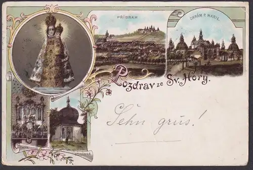 Pozdrav ze Sv. Hory - Svata Hora Pribram Böhmen Bohemia Czech Cechy Cesko Tschechien Ansichtskarte Postkarte A