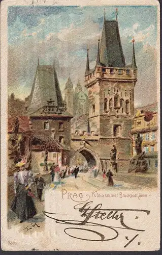 Prag Kleinseitner Brückenthürme - Prag Praha Prague Böhmen Bohemia Czech Cechy Cesko Tschechien Ansichtskarte