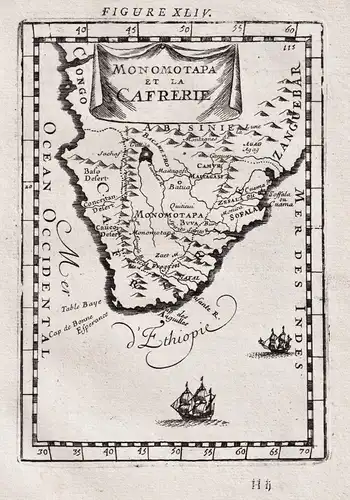 Monomotapa et la Cafrerie - South Africa Namibia Angola Sambia Südafrika map Karte