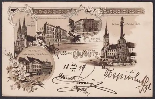 Gruss aus Olmütz - Olomouc Dreifaltigkeitssäule Böhmen Bohemia Czech Cechy Cesko Tschechien Ansichtskarte Post