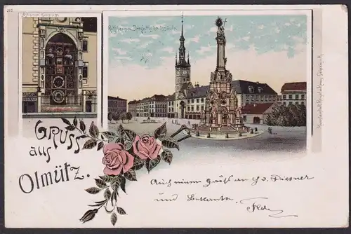 Gruss aus Olmütz - Olomouc Deifaltigkeitssäule Böhmen Bohemia Czech Cechy Cesko Tschechien Ansichtskarte Postk