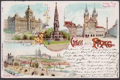 Gruss aus Prag - Prag Praha Prague Teynkirche Karsbrücke Böhmen Bohemia Czech Cechy Cesko Tschechien Ansichtsk