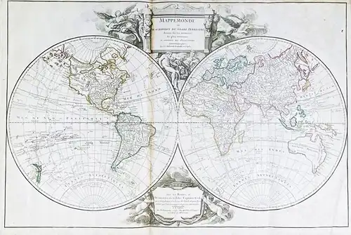 Mappemonde ou Description du Globe Terrestre - Weltkarte world map mappemonde Karte