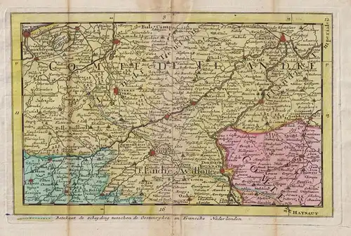 Comte de Flandre / Comte de Haynaut - Lille Ypres Kortrijk Oudenaarde Tournay Belgien Belgium Belgique / Karte