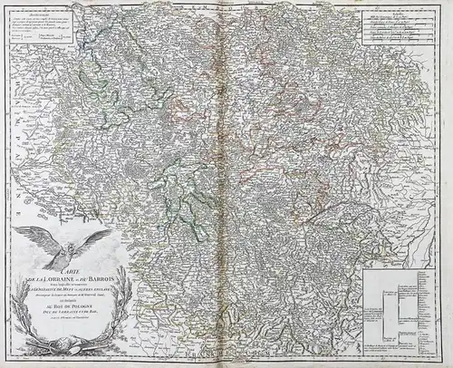 Carte de la Lorraine et du Barrois, dans laquelle se trouvent la généralité de Metz et autres enclaves; Dressé