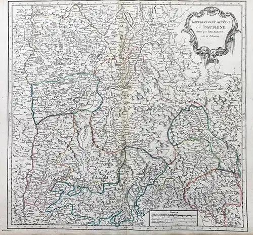 Gouvernement General du Dauphine. Divise par Bailliages - Dauphiné Grenoble Gap Vienne Embrun Die Valence Fran