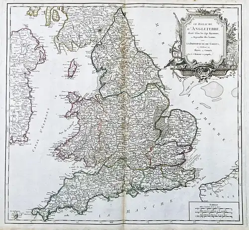 Le Royaume d'Angleterre divisé selon les sept Royaumes ou Heptarchie des Saxons, avec la Principaute de Galles