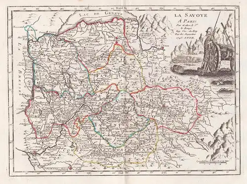 La Savoye - Savoia Savoie Savoy Savoyen Italia incisione carta stampa acquaforte Karte map