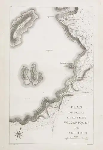 Plan du Golfe et des Iles Volcaniques de Santorin - Santorini Santorin island Insel Aegaen Sea Greece Karte ma