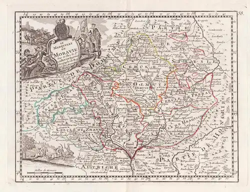 Le Marquisat de Moravie - Mähren Moravia Czech Tschechien Karte map