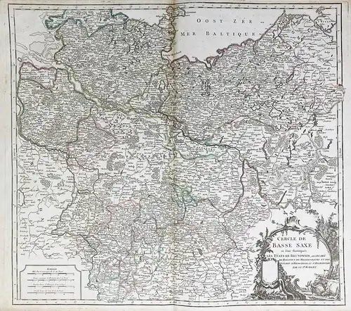 Cercle de Basse Saxe ou sont distingues les Etats de Brunswich, les Duchés de Holstien, de Mecklenbourg et des