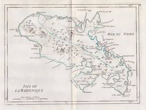 Isle de la Martinique - Martinique island Insel Lesser Antilles Antillen gravure Karte map