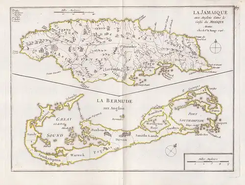 La Jamaique / La Bermude - Jamaica Jamaika Bermudas Bermuda island Karte map