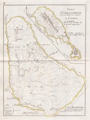 Isle St. Christophle / La Barbade - Barbados Saint Kitts and Nevis Lesser Antilles Karte map