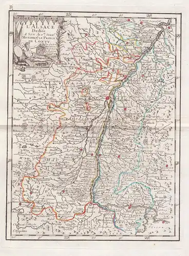 L'Alsace - Alsace Elsass France gravure carte Karte map
