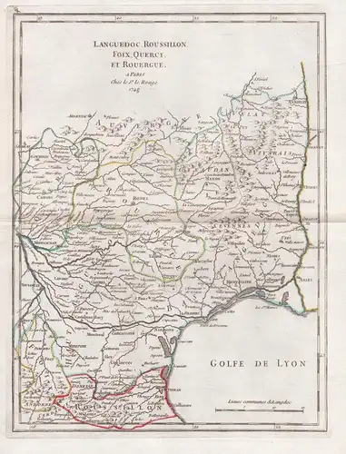 Languedoc Roussillon Foix Quercy et Rouergue - Languedoc-Roussillon Foix Quercy Rouergue France gravure carte