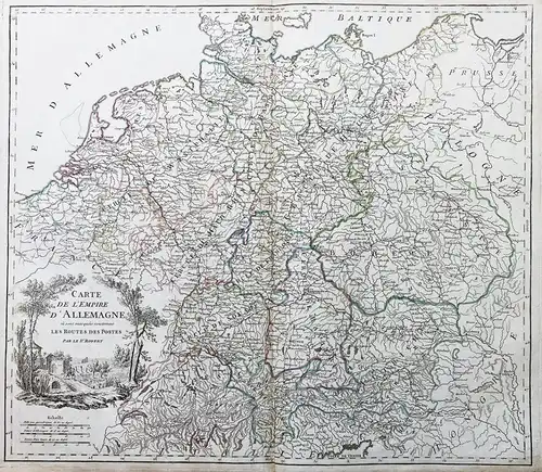 Carte de l'empire d'Allemagne ou sont marquees exactement les routes des postes - Deutsches Reich Deutschland