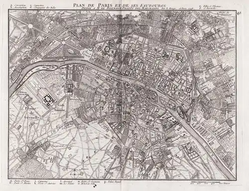 Plan de Paris et de ses Faubourgs - Paris France Frankreich plan carte Karte map