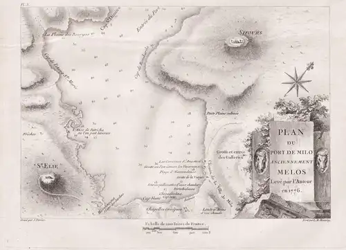 Plan du Port de Milo anciennement Melos - Milos island Insel Aegean Sea Greece Griechenland Karte map