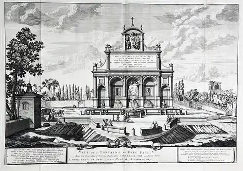  Veue de la Fontaine du Pape Paul V avec les Nouvelles ornemens faitte par Alexander VIII au Monte Aureo Roma