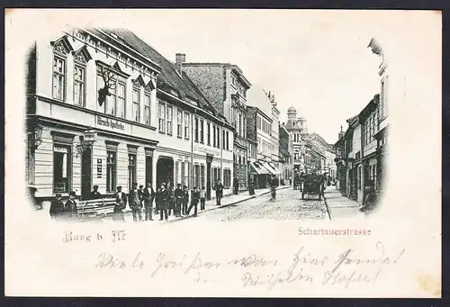 Burg b. M. - Schartauerstrasse - Magdeburg Ansichtskarte Postkarte AK postcard