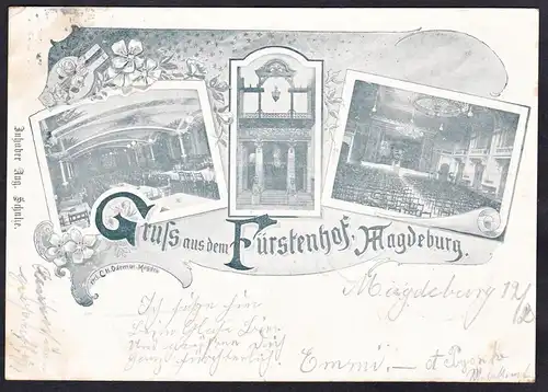 Gruss aus dem Fürstenhof Magdeburg - Ansichtskarte Postkarte AK postcard