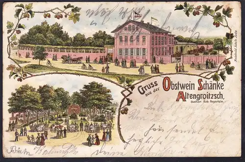 Gruss aus der Obstwein Schänke Altengroitzsch - Gasthaus Ansichtskarte Postkarte AK postcard