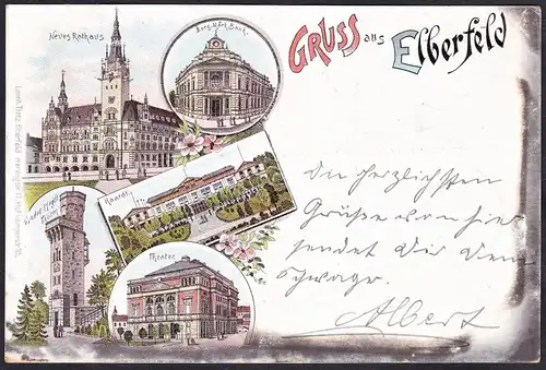 Gruss aus Elberfeld - Rathaus Theater Ansichtskarte Postkarte AK postcard