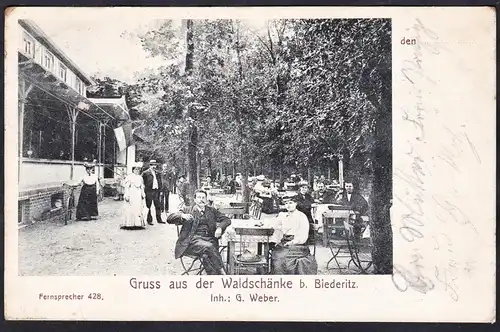 Gruss aus der Waldschänke b. Biederitz - Gasthaus Ansichtskarte Postkarte AK postcard