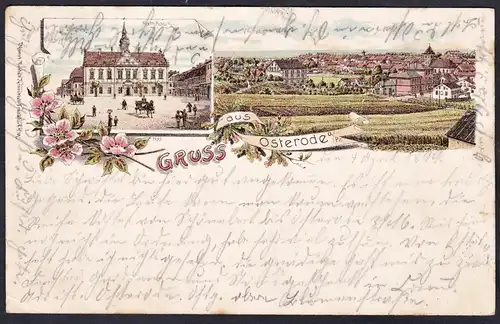 Gruss aus Osterode - Rathaus Bucht Ansichtskarte Postkarte AK postcard