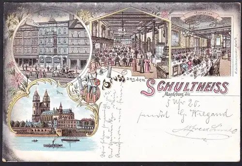 Gruss aus Schultheiss - Magdeburg Ansichtskarte Postkarte AK postcard