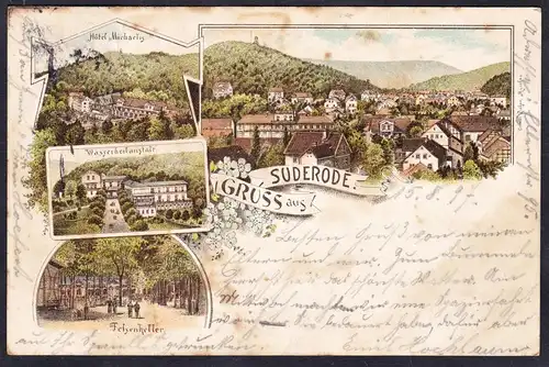 Gruss aus Suderode - Hotel Michaelis Wasserheilanstalt Felsenkeller Ansichtskarte Postkarte AK postcard