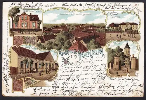 Gruss aus Tuchheim - Schloss Kirche Ansichtskarte Postkarte AK postcard