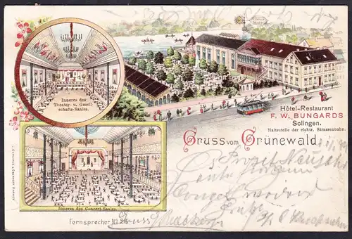 Gruss vom Grünewald - Hotel Restaurant Ansichtskarte Postkarte AK postcard