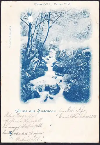 Gruss aus Suderode - Wasserfall im Kalten Thal Ansichtskarte Postkarte AK postcard