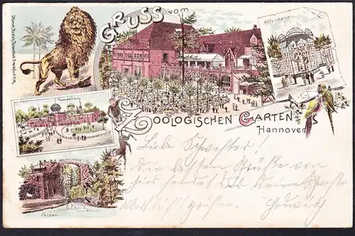 Gruss vom Zoologischen Garten Hannover - Zoo Tiergarten Ansichtskarte Postkarte AK postcard