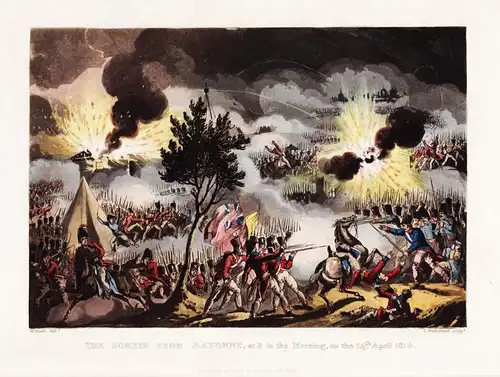 The Sortie from Bayonne, at 3 in the Morning, on the 14th April 1814 -  Bayonne Battle bataille Schlacht
