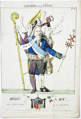 L'homme au 6 tetes - Charles Maurice de Talleyrand-Perigord / caricature Karikatur cartoon Satire