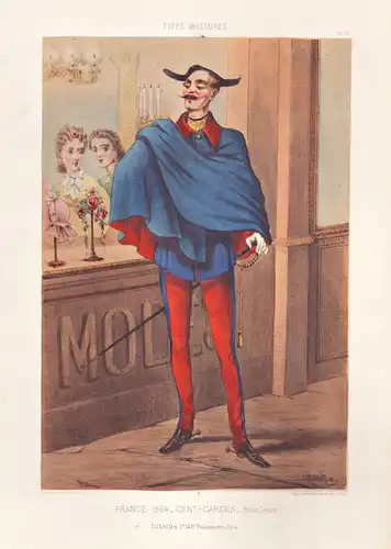 France, 1864. Cent-Gardes - Frankreich Uniform / military Militär army Armee soldier Soldat Karikatur caricatu