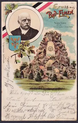 Gruss aus Bad-Elmen. - Bismarck-Denkmal auf der Bismarckhohe b. Gross Salze Postkarte Ansichtskarte AK postcar