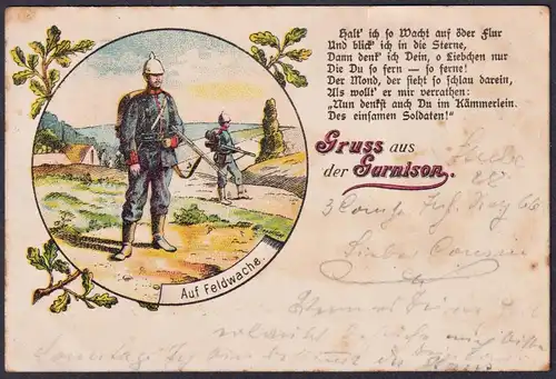 Gruss aus der Garnison - Magdeburg Militaria Auf der Feldwache Postkarte Ansichtskarte AK postcard