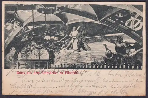 Gruss aus dem Rathskeller zu Elberfeld. - Postkarte Ansichtskarte AK postcard