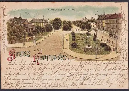 Gruss aus Hannover. - Herrenhauser Allee Postkarte Ansichtskarte AK postcard