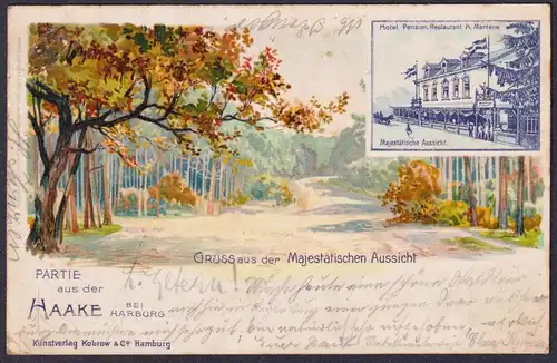 Gruss aus der Majestätischen Aussicht - Partie aus der Haake bei Harburg - Postkarte Ansichtskarte AK postcard