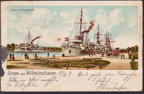 Gruss aus Wilhelmshaven. - Neuer Kriegshafen Postkarte Ansichtskarte AK postcard